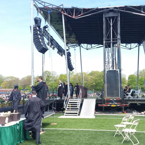 Commencement stage, lightings and tables 2018 LIU